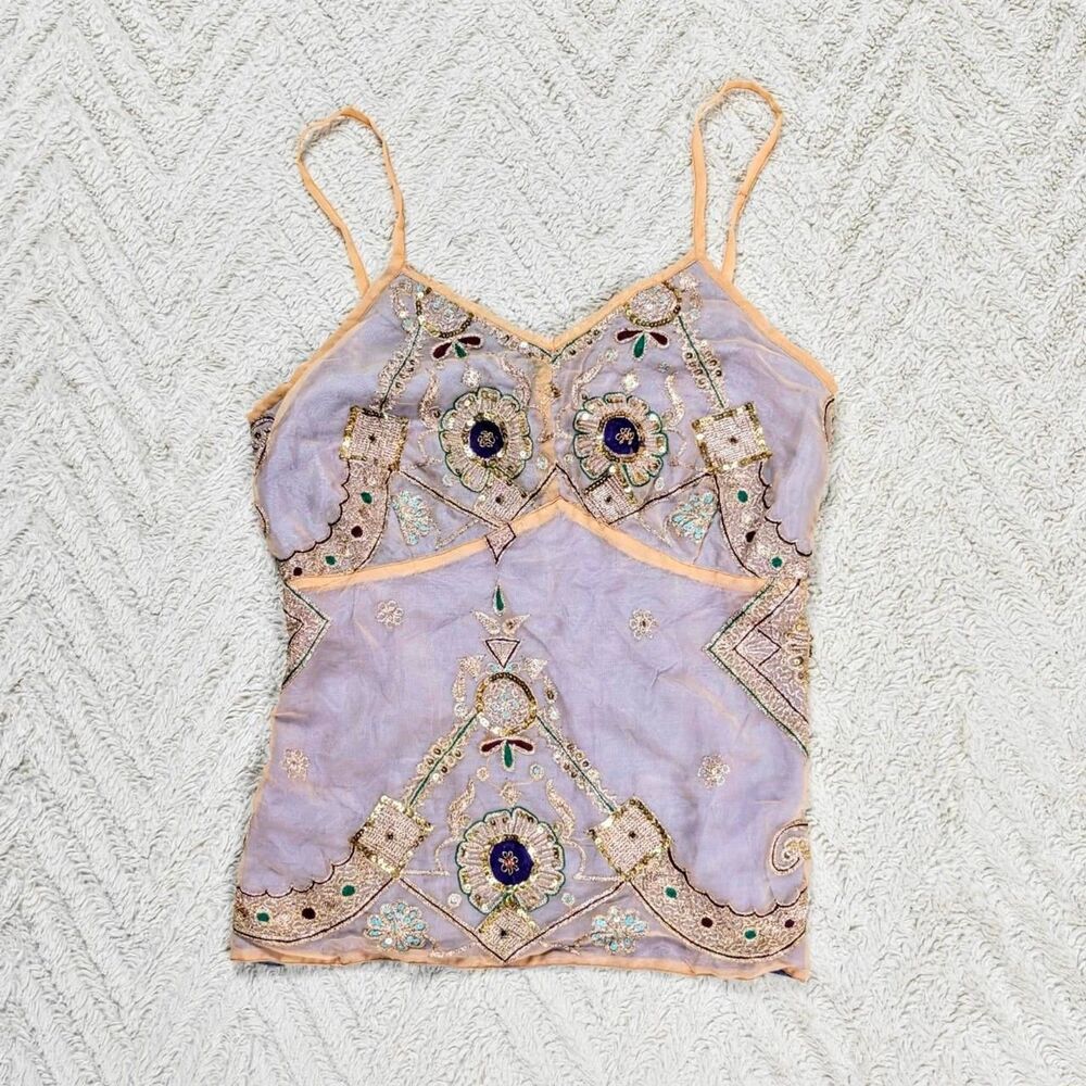 Y2K Sparkly Beaded Sequin Corset Fairy Cami